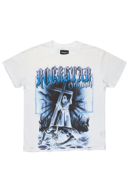 Renzo White Oversized Graphic T-Shirt sold by Rockstar Original