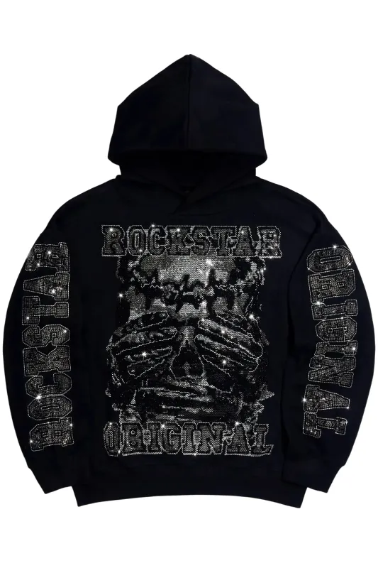 Move In Silence Black Rhinestone Oversized Hoodie sold by Rockstar Original
