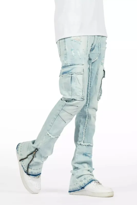 Aftermath Light Blue Stacked Flare Jean sold by Rockstar Original
