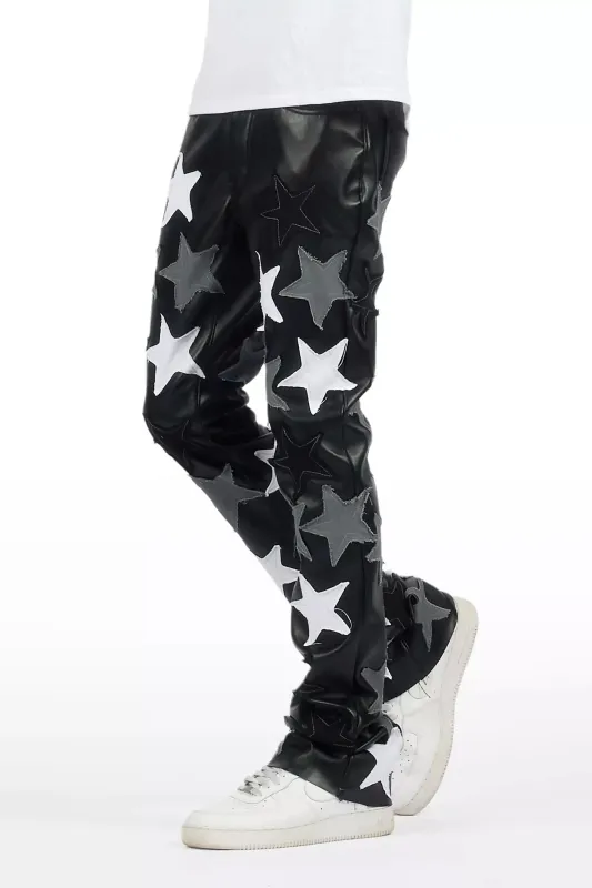 Starlane Black Stacked Flare PU Pants sold by Rockstar Original