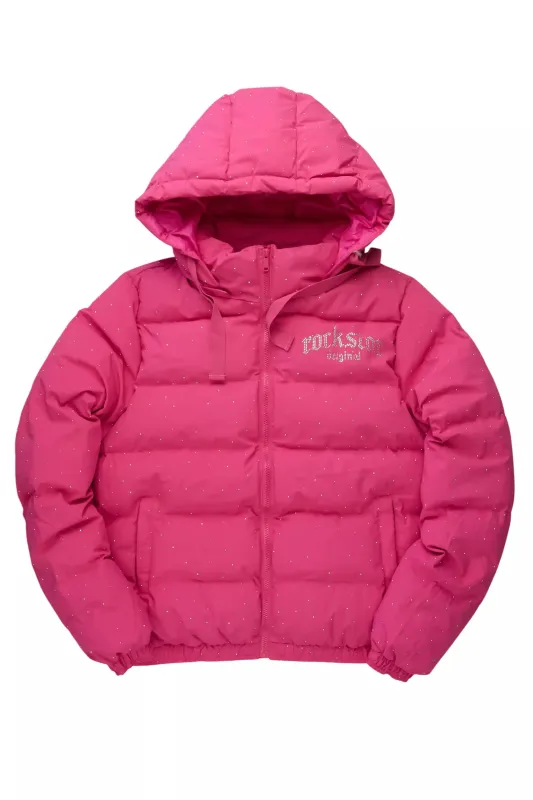 Onellia Hot Pink Rhinestone Puffer Jacket sold by Rockstar Original