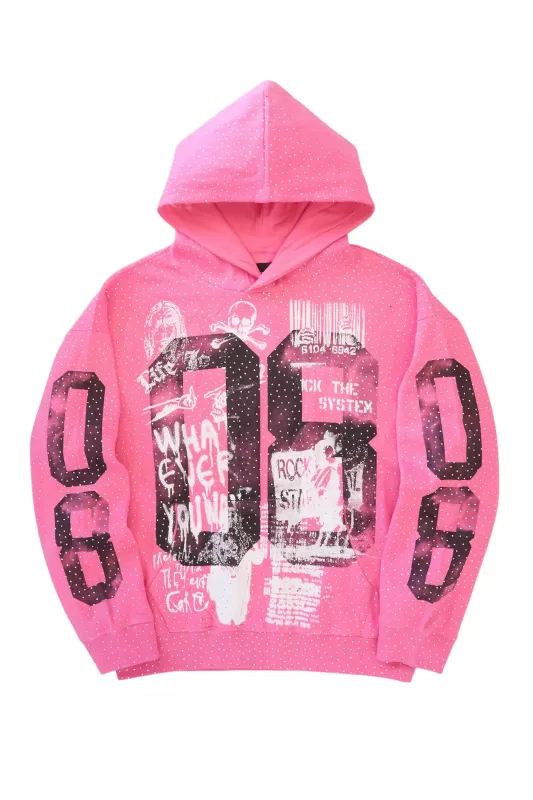 Kamille Pink Rhinestone Hoodie sold by Rockstar Original