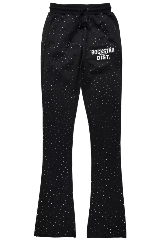 Juliana Black Rhinestone Stacked Track Pant sold by Rockstar Original