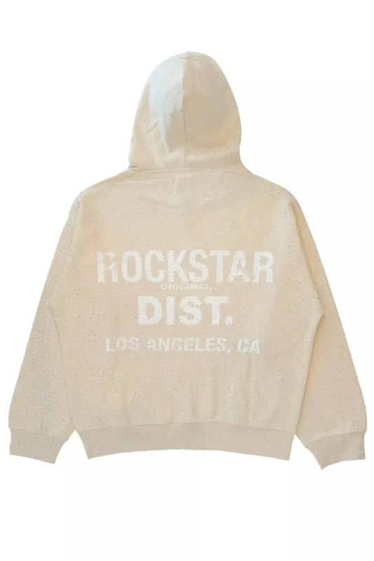 Dalasia Beige Rhinestone Hoodie sold by Rockstar Original