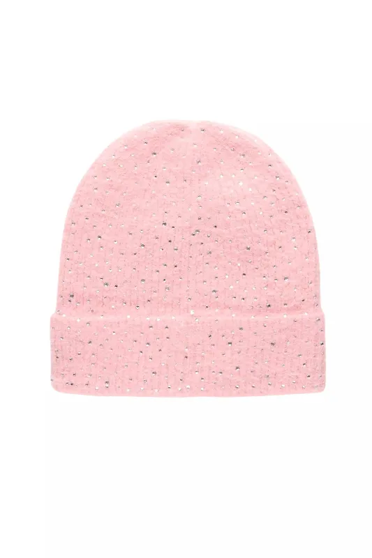 Keonnah Pink Rhinestone Beanie made by Rockstar Original