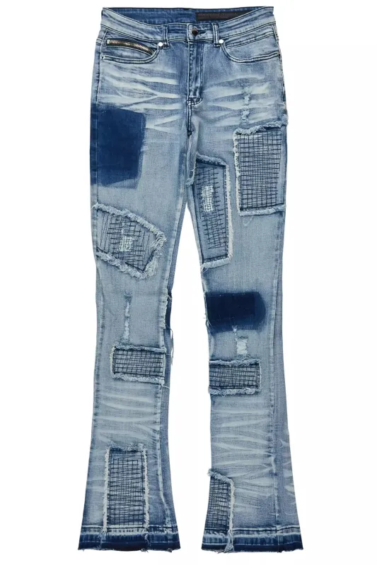 Raglord Light Blue Stacked Flare Jean sold by Rockstar Original