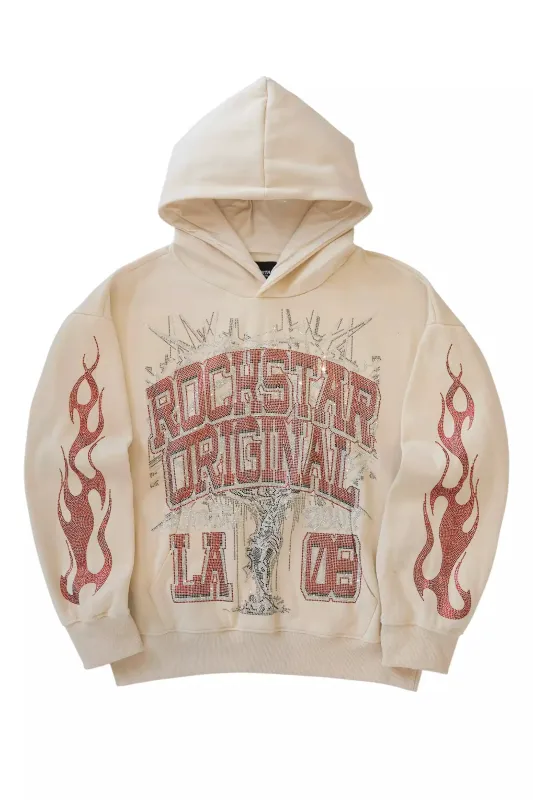Oryn Beige Rhinestone Oversized Hoodie sold by Rockstar Original