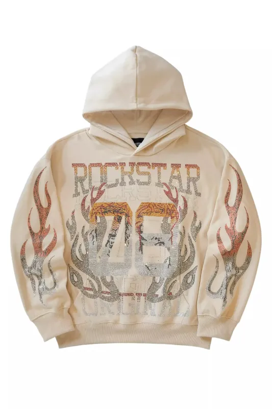 Veyene Beige Rhinestone Oversized Hoodie sold by Rockstar Original