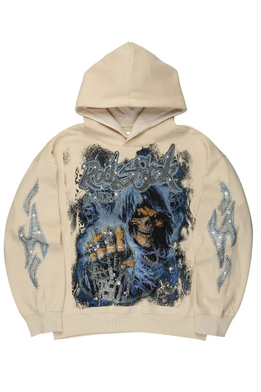 Shaquala Beige Rhinestone Hoodie sold by Rockstar Original