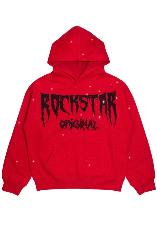 Andros Red Rhinestone Oversized Hoodie sold by Rockstar Original