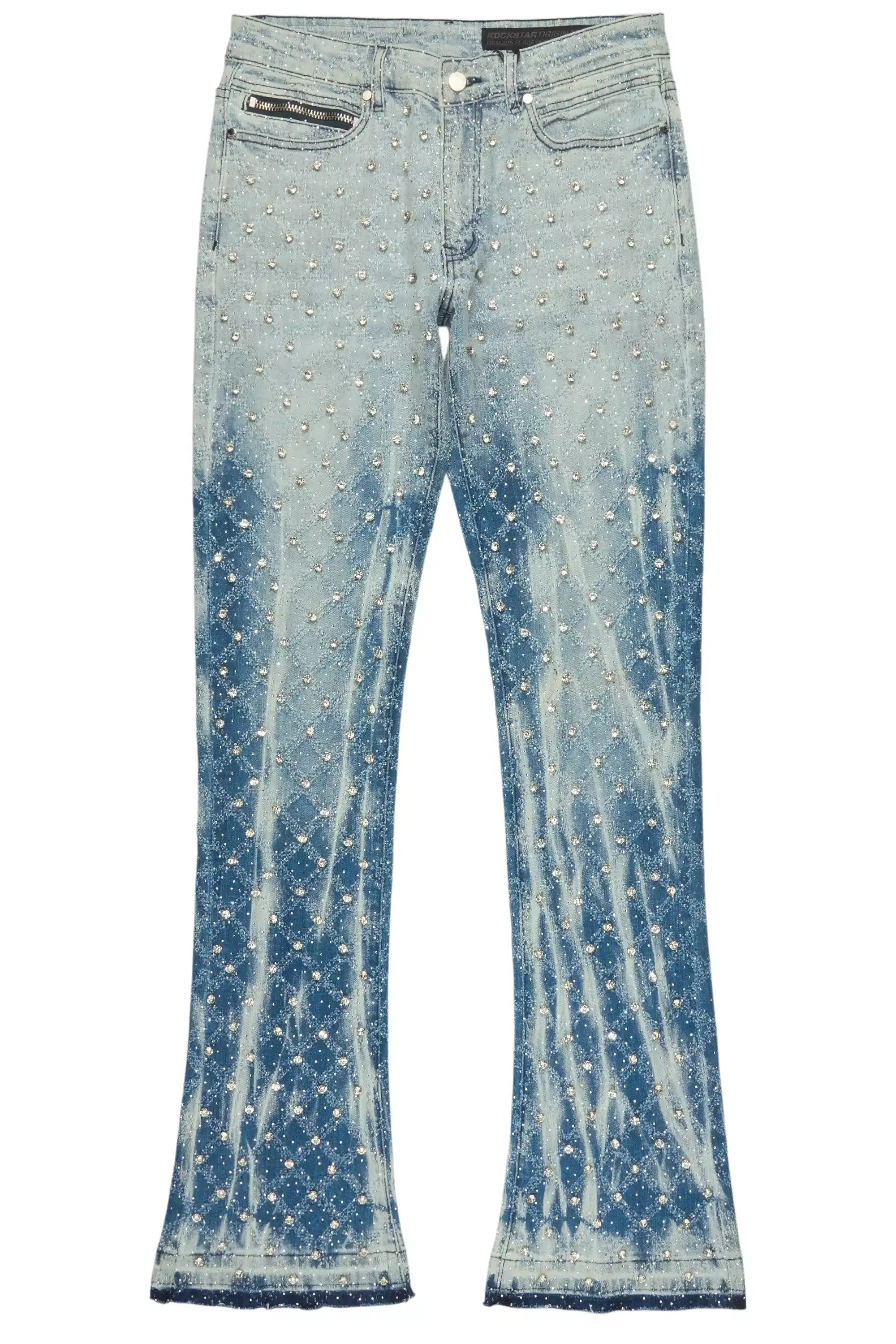 Glit Blue Rhinestone Stacked Flare Jean sold by Rockstar Original product image thumbnail 2