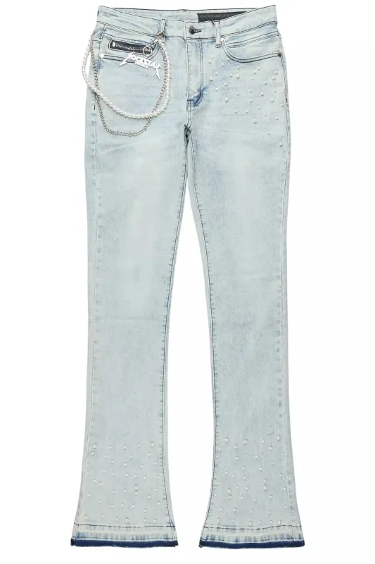 Zayvon Light Blue Stacked Flare Jean sold by Rockstar Original