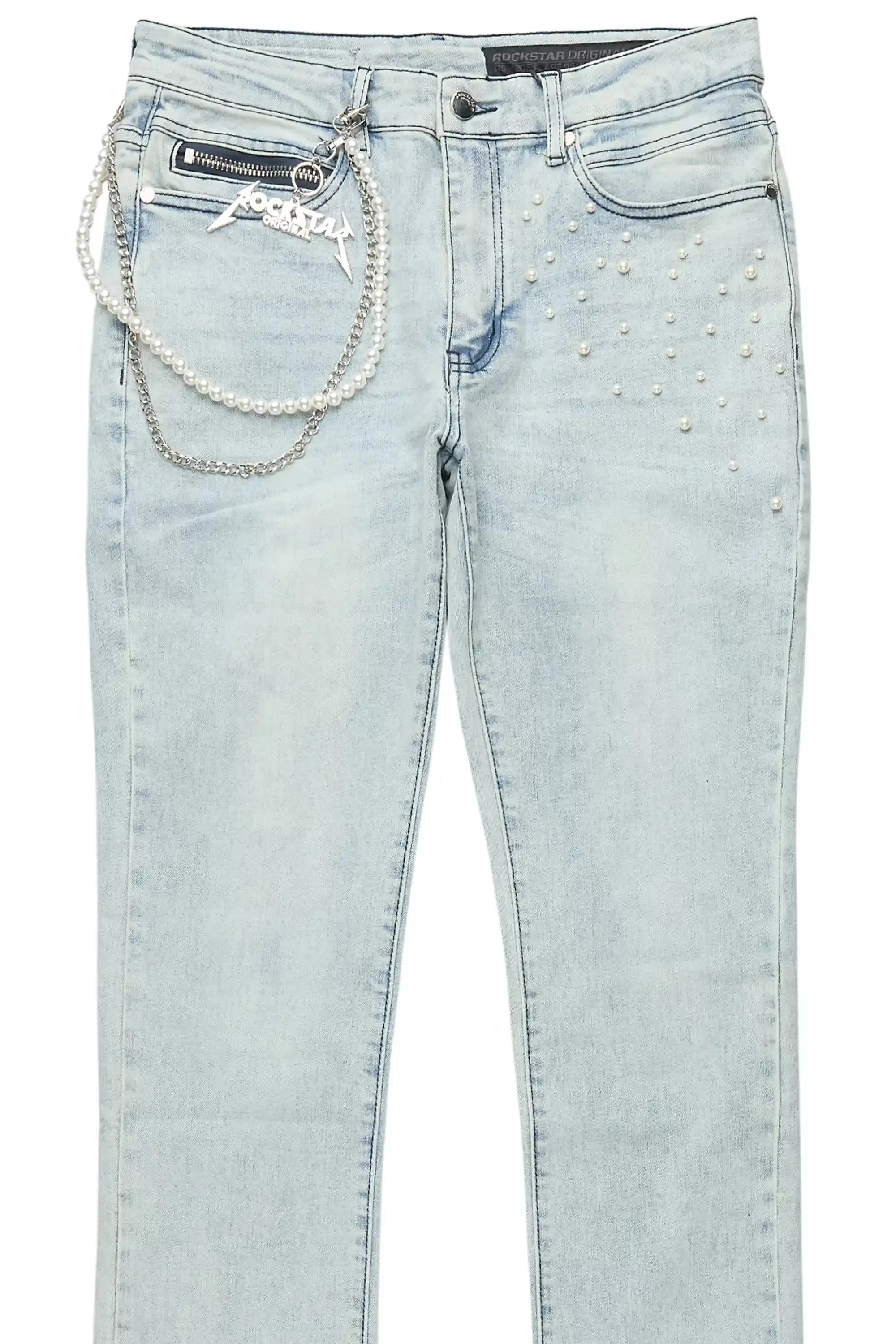 Zayvon Light Blue Stacked Flare Jean sold by Rockstar Original product image thumbnail 2