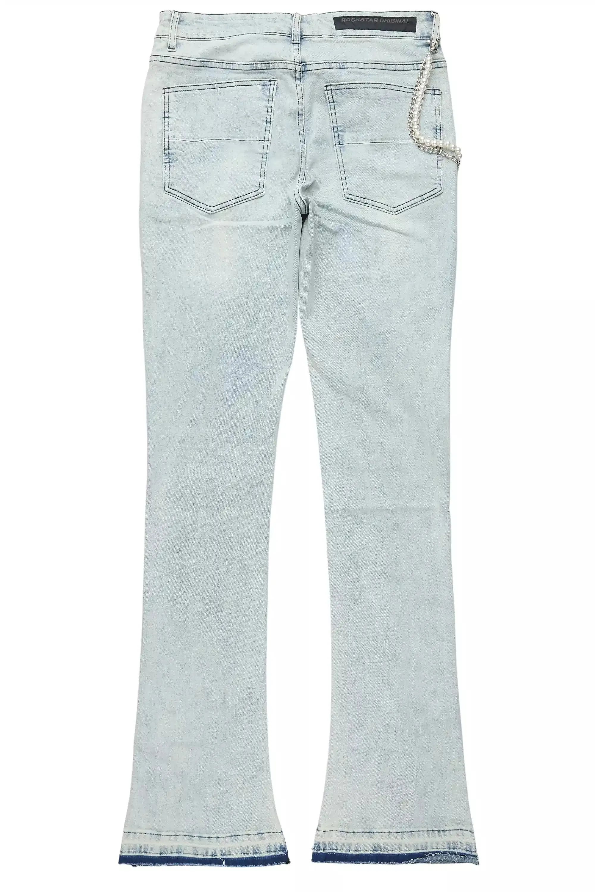 Zayvon Light Blue Stacked Flare Jean sold by Rockstar Original product image thumbnail 3