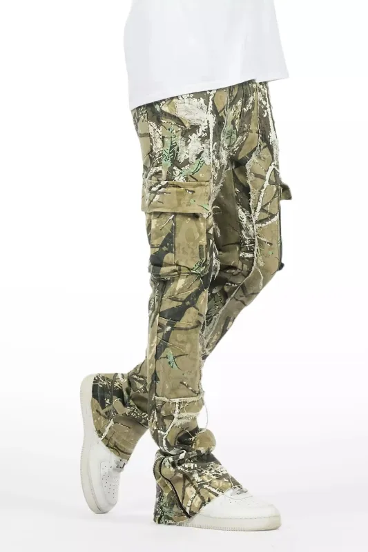 Aftermath Tree Camo/White Stacked Flare Jean sold by Rockstar Original