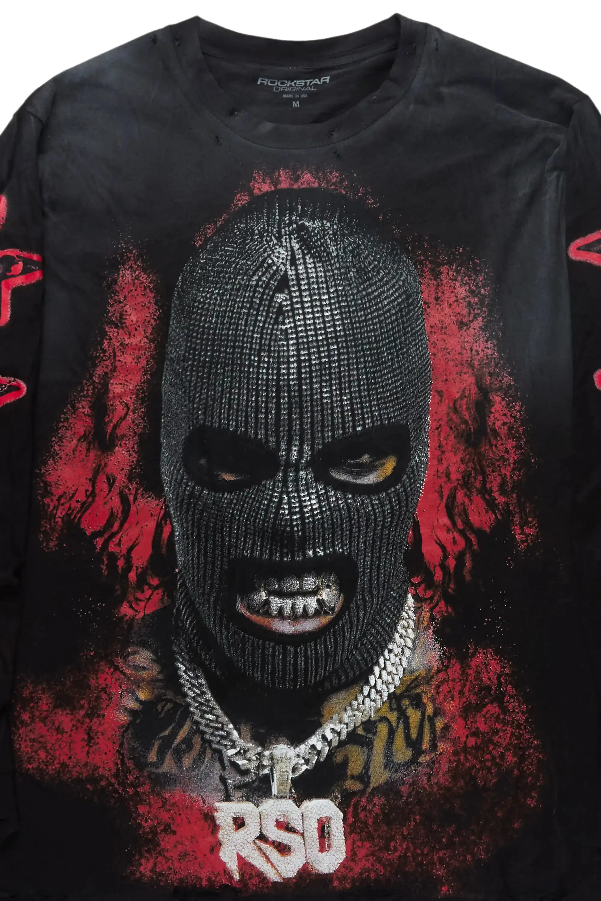 Tyvion Black/Red Long Sleeve Distressed Graphic T-Shirt sold by Rockstar Original product image thumbnail 2