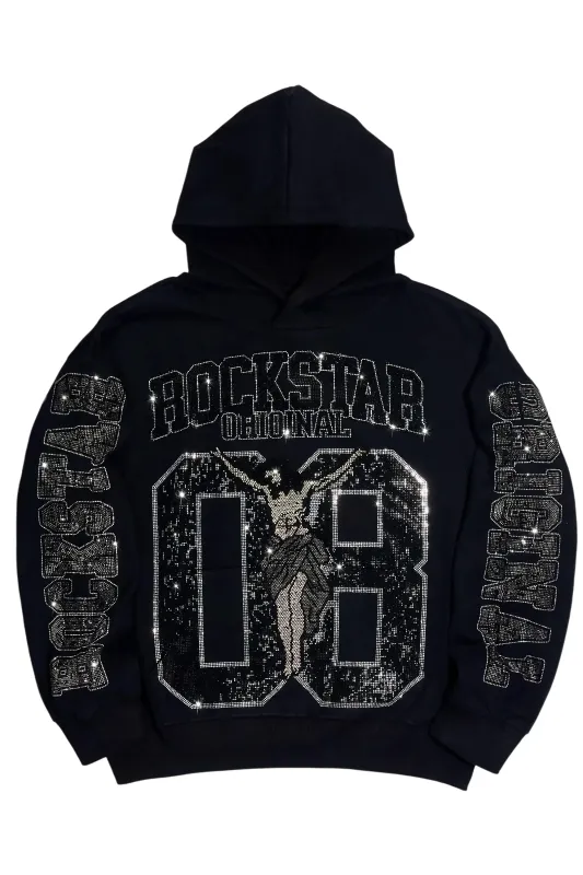 Tariqa Black Rhinestone Hoodie sold by Rockstar Original