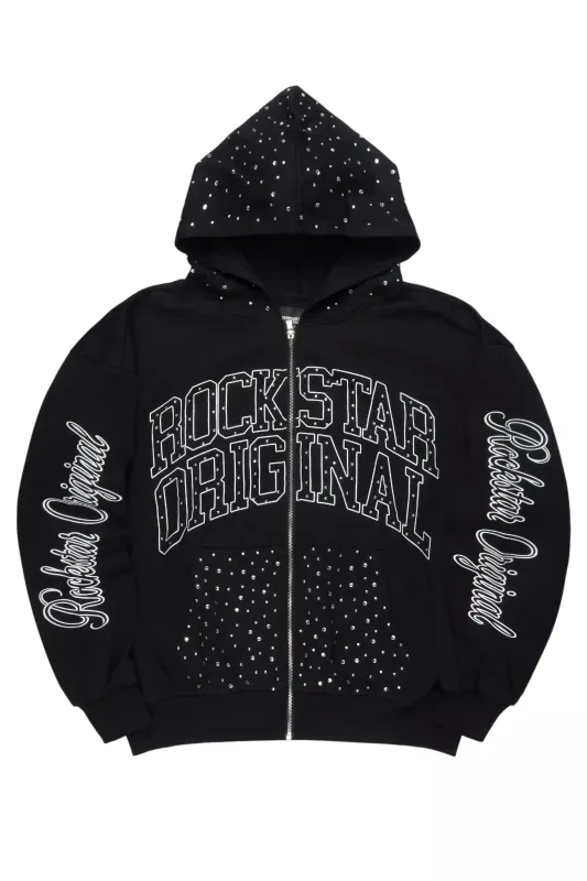 Dripped Black Rhinestone Hoodie sold by Rockstar Original