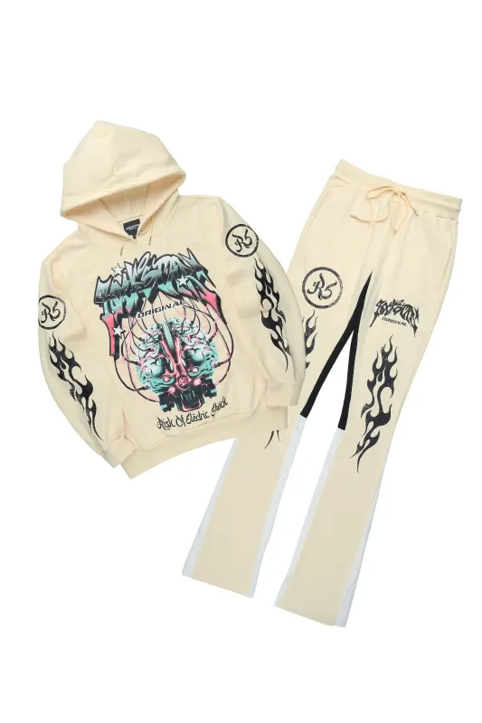 Lucy Vanilla/Black Hoodie/Stacked Flare Pant Track Set sold by Rockstar Original