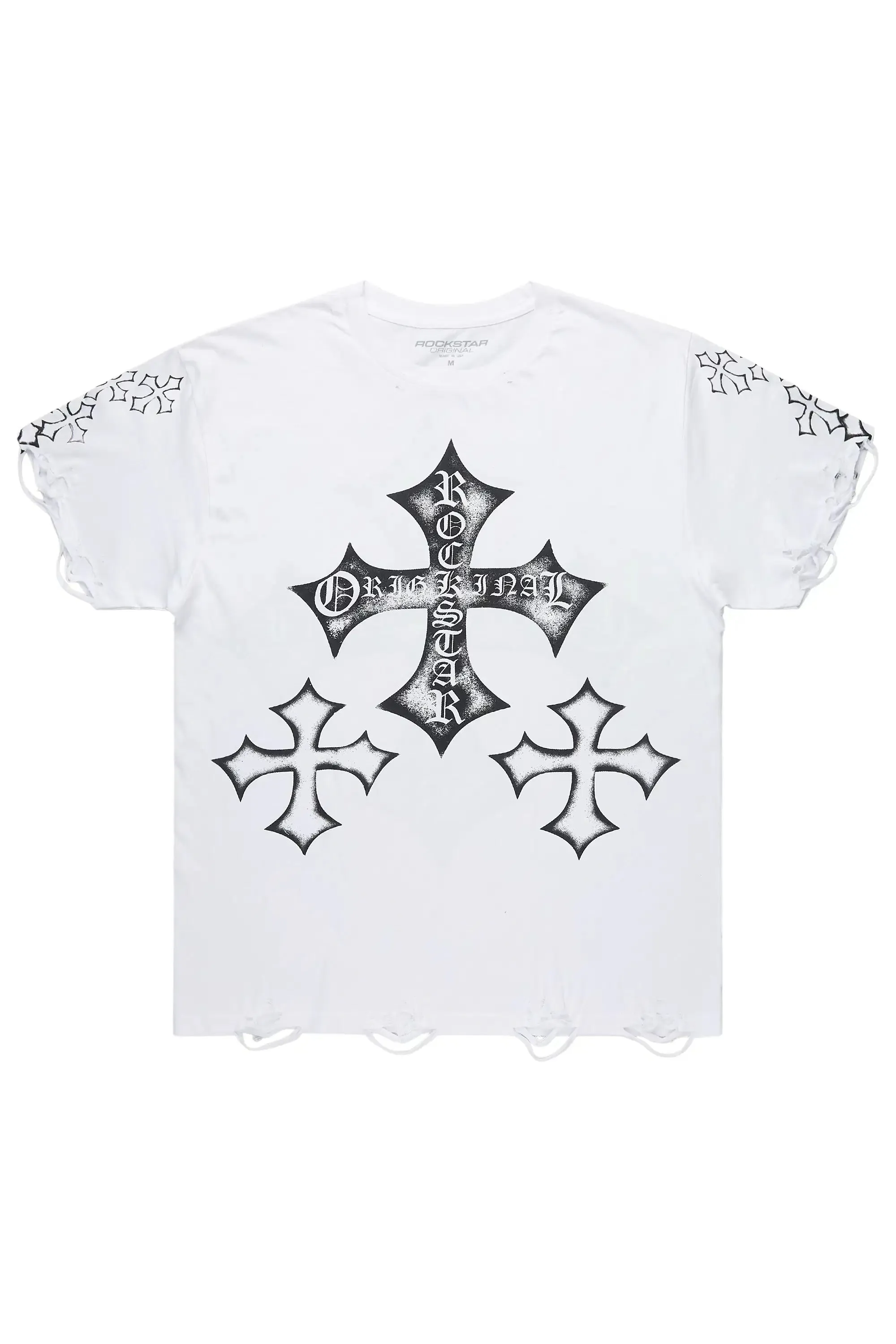 Yesha White Graphic Short Sleeve Tee Shirt sold by Rockstar Original product image thumbnail 3