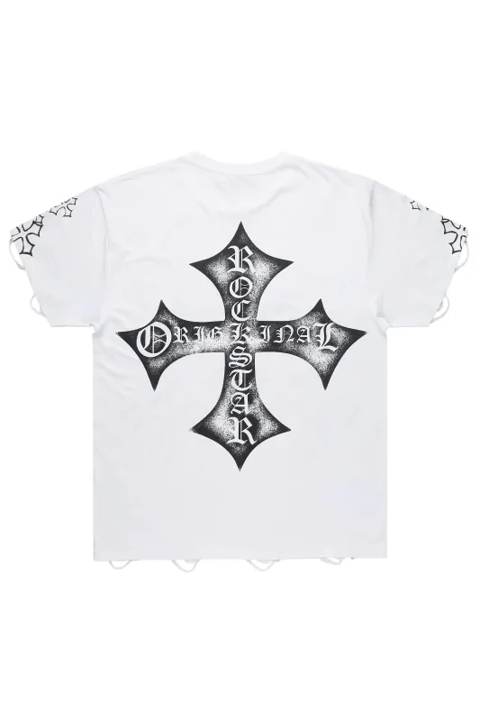Yesha White Graphic Short Sleeve Tee Shirt sold by Rockstar Original