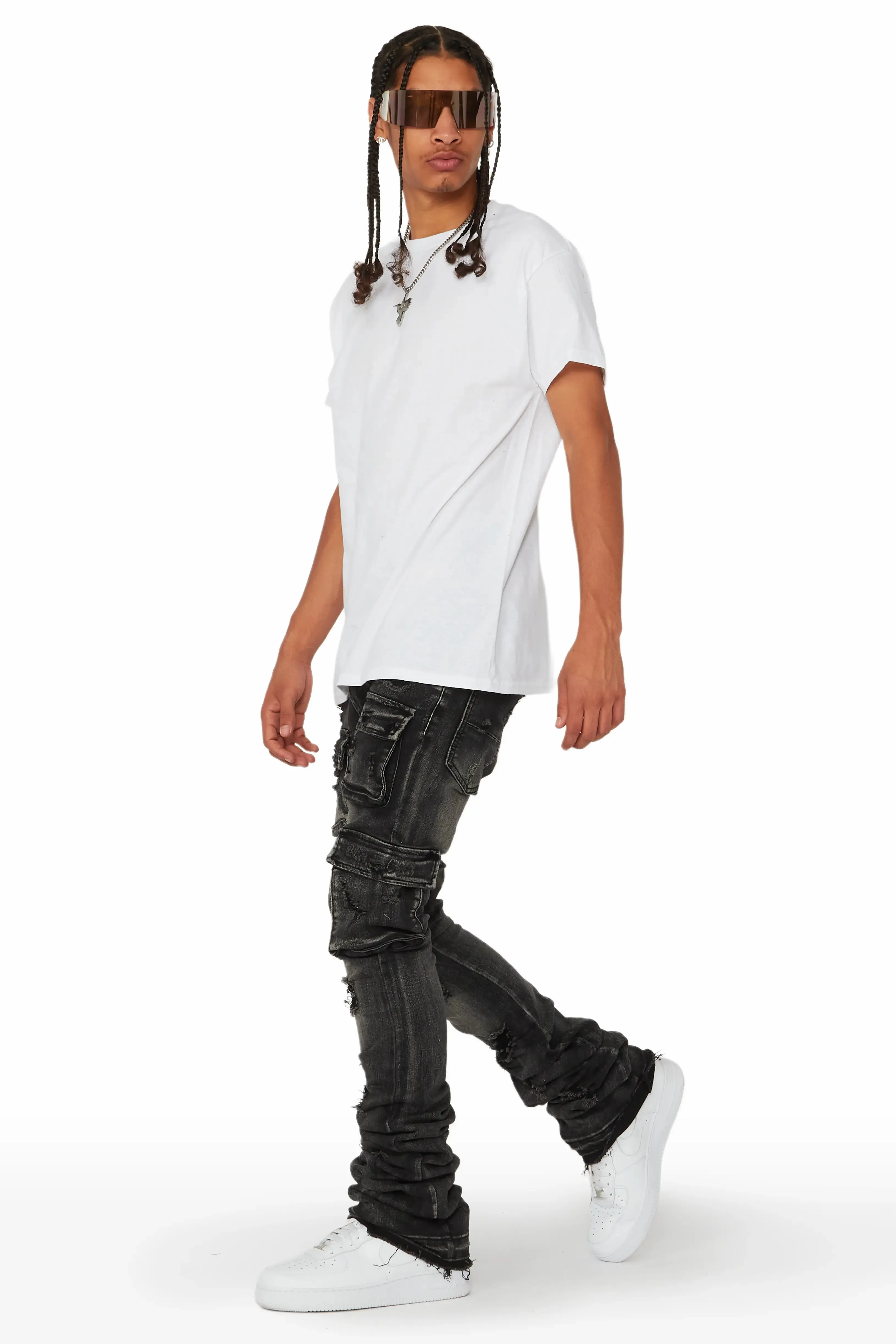 Zaire Grey Cargo Super Stacked Flare Jean sold by Rockstar Original product image thumbnail 5