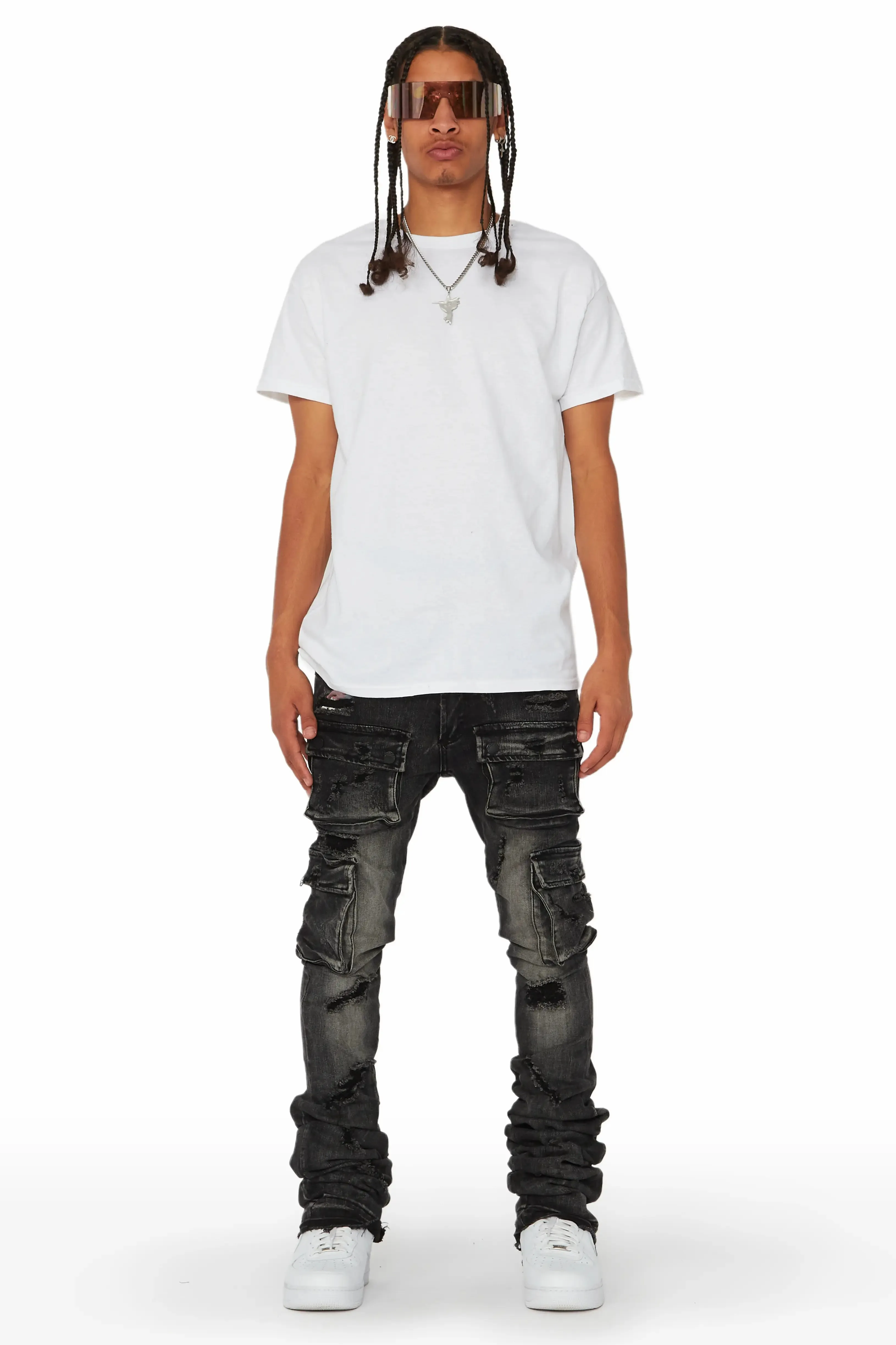Zaire Grey Cargo Super Stacked Flare Jean sold by Rockstar Original product image thumbnail 2