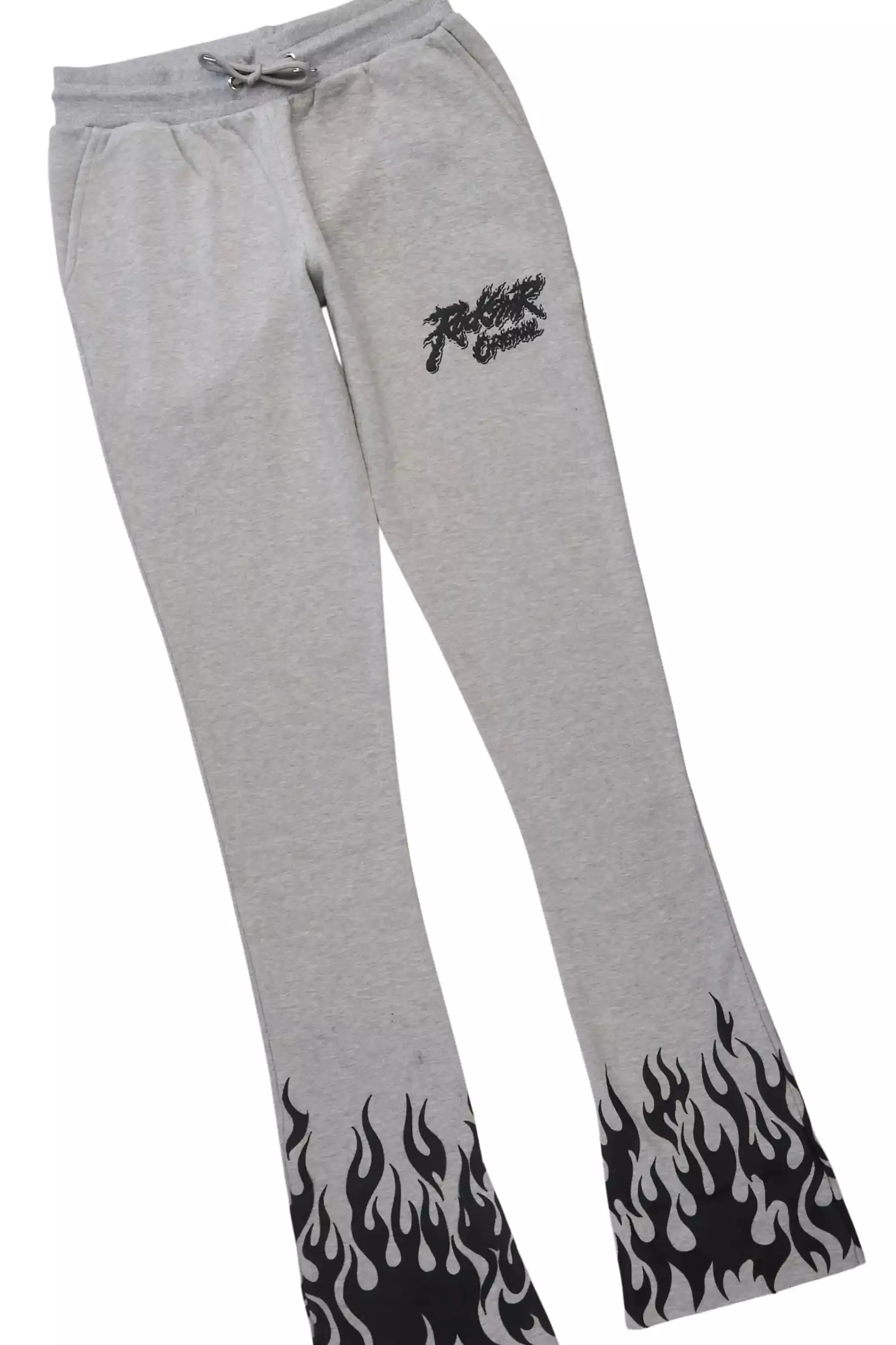 Bubble Heather Grey Stacked Flare Hoodie Pant Set sold by Rockstar Original product image thumbnail 4
