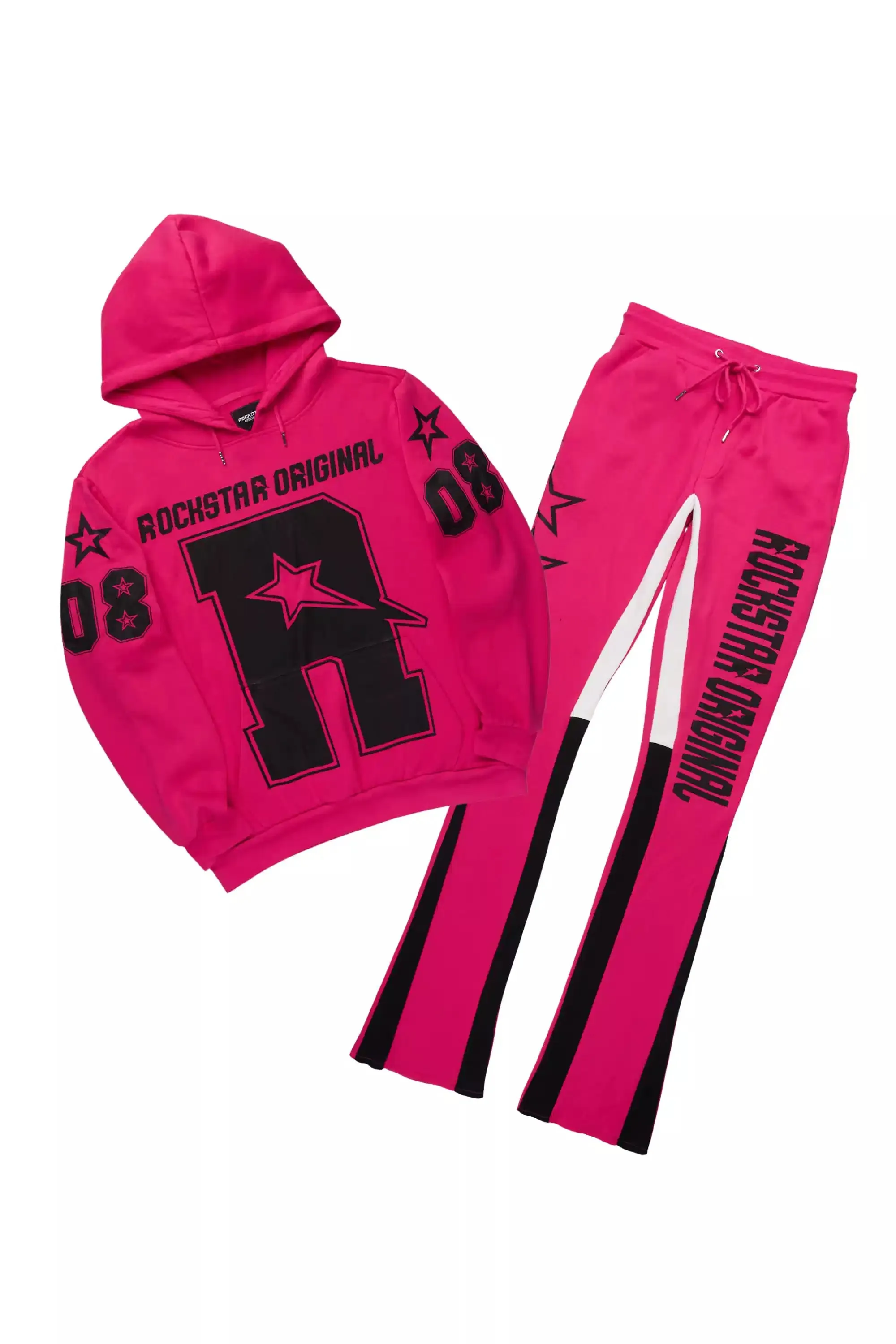 Skender Fuchsia/Black Hoodie/Stacked Flare Track Set sold by Rockstar Original