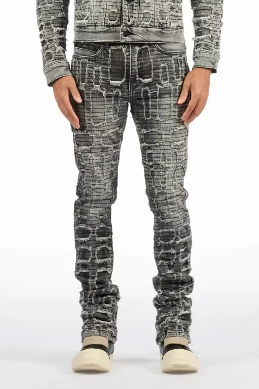 Gribo Grey Stacked Flare Jean sold by Rockstar Original