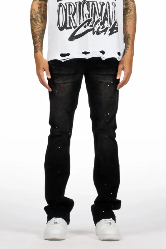 Chasen Black Stacked Flare Jean sold by Rockstar Original