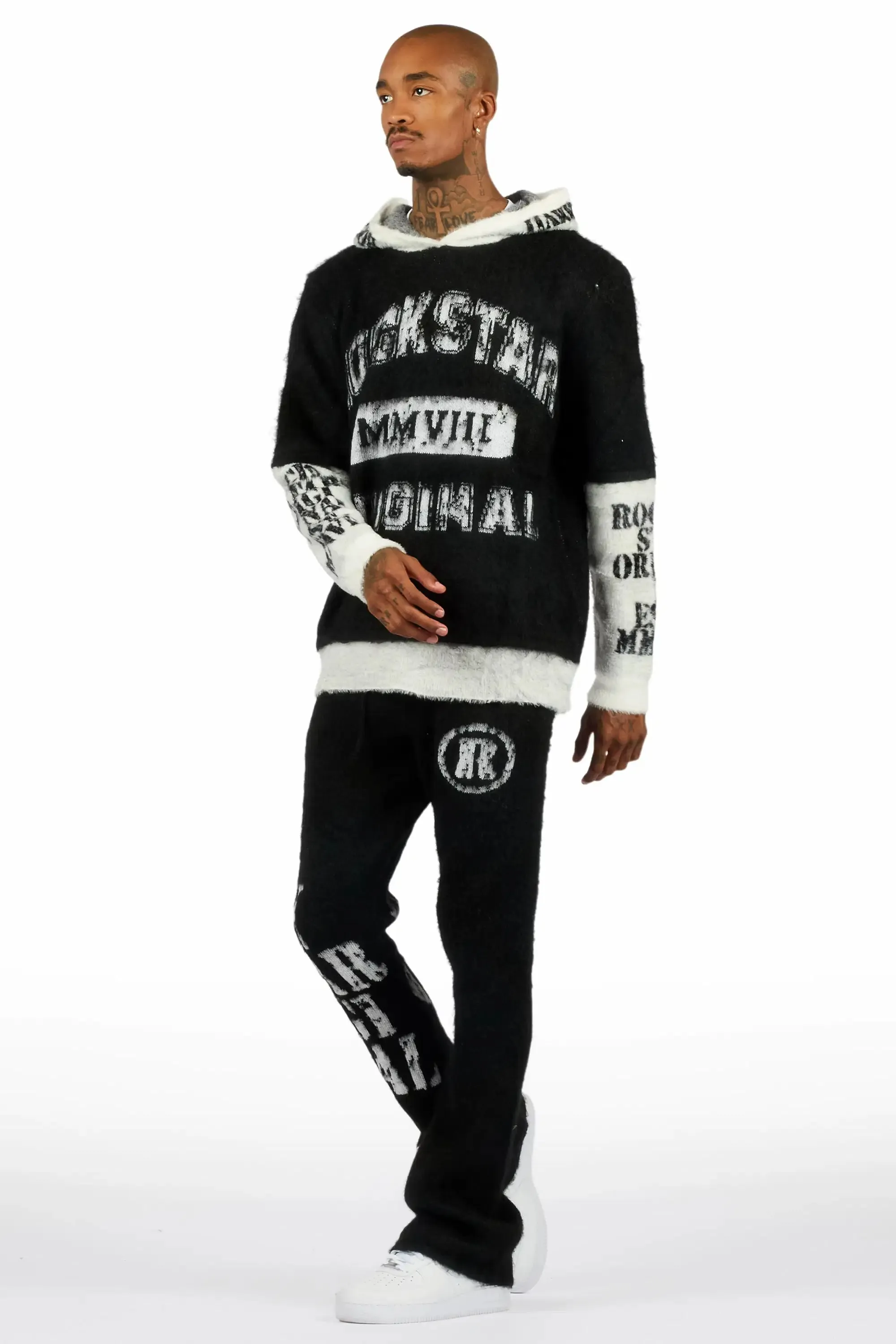 Steri Black Mohair Hoodie Stacked Flare Track Set sold by Rockstar Original product image thumbnail 5