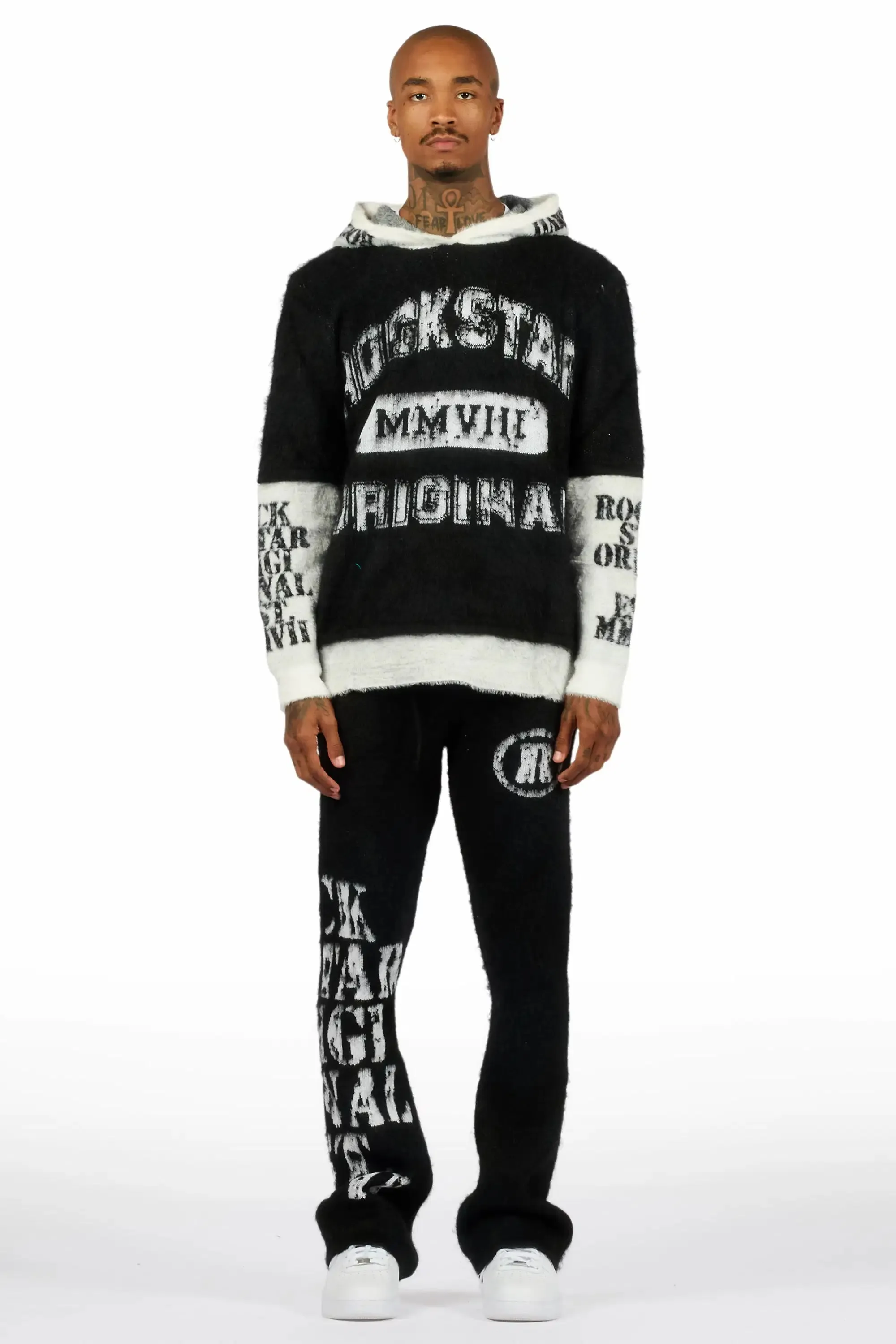 Steri Black Mohair Hoodie Stacked Flare Track Set sold by Rockstar Original product image thumbnail 2