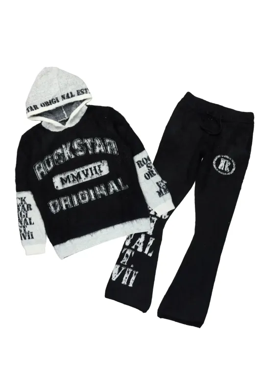 Steri Black Mohair Hoodie Stacked Flare Track Set sold by Rockstar Original