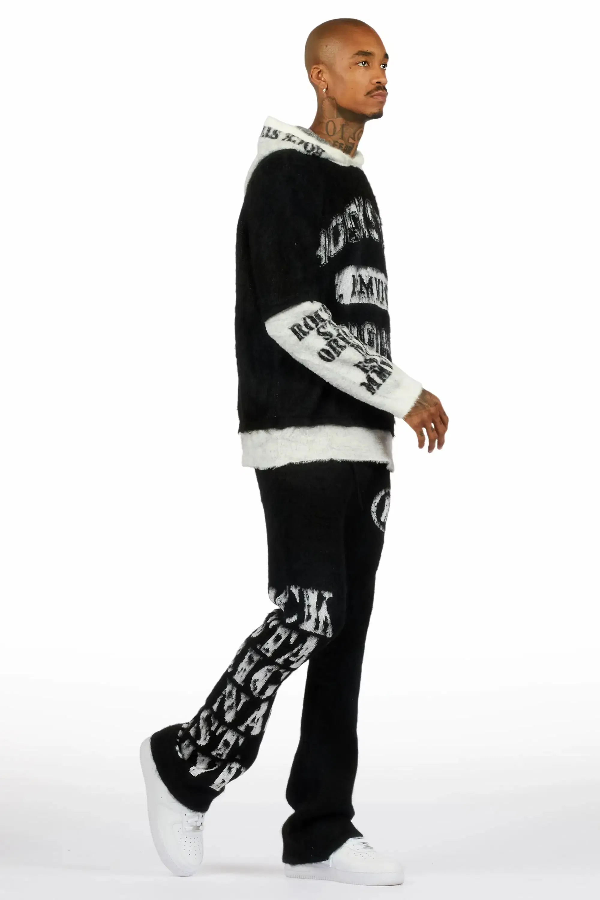 Steri Black Mohair Hoodie Stacked Flare Track Set sold by Rockstar Original product image thumbnail 3