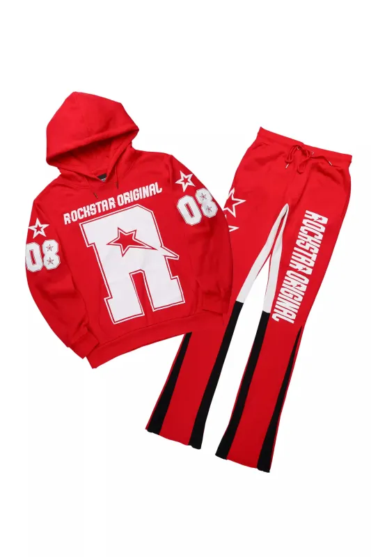 Skender Red/White Hoodie/Stacked Flare Track Set sold by Rockstar Original
