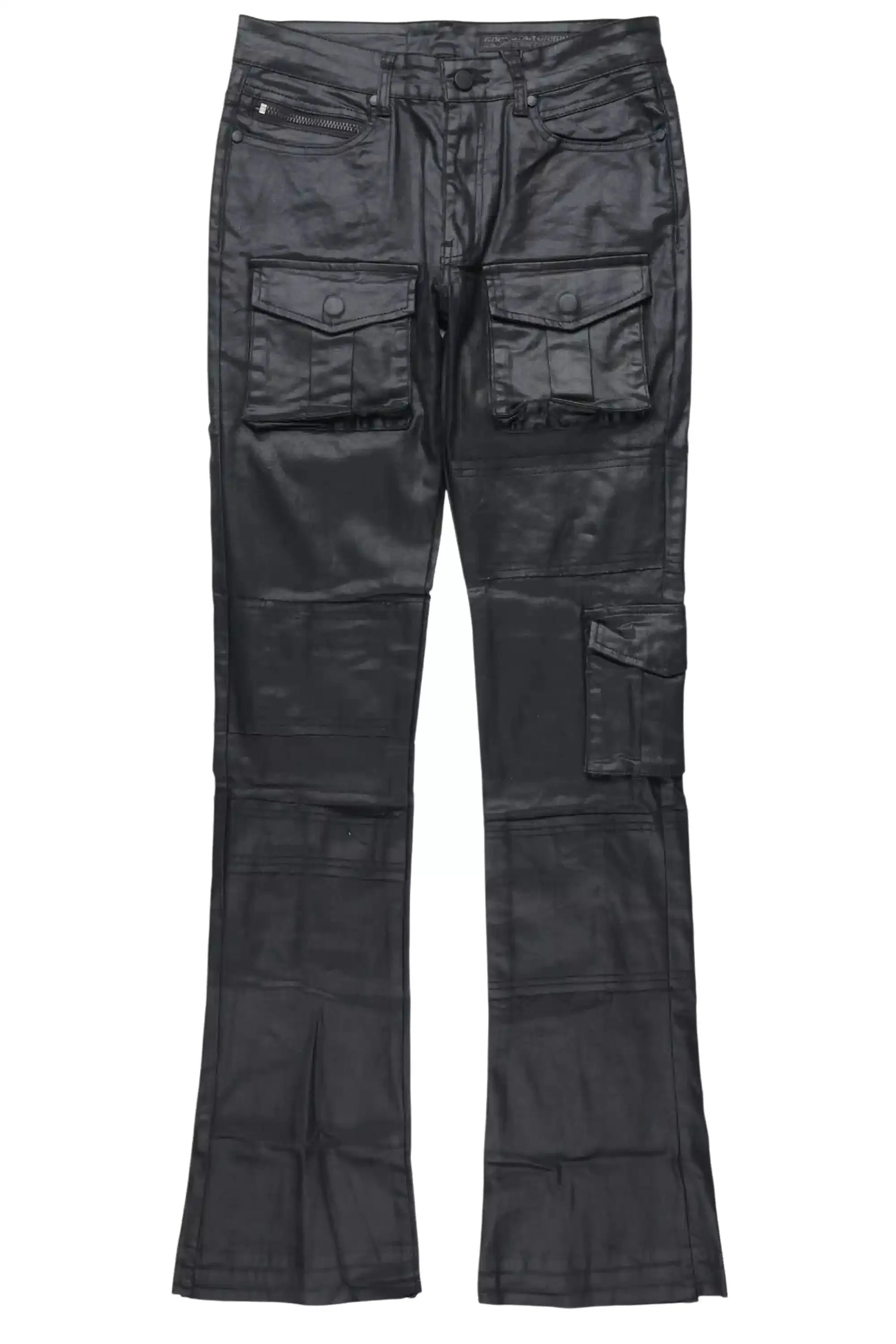 Folant Black Stacked Flare Coated Pant sold by Rockstar Original product image thumbnail 2