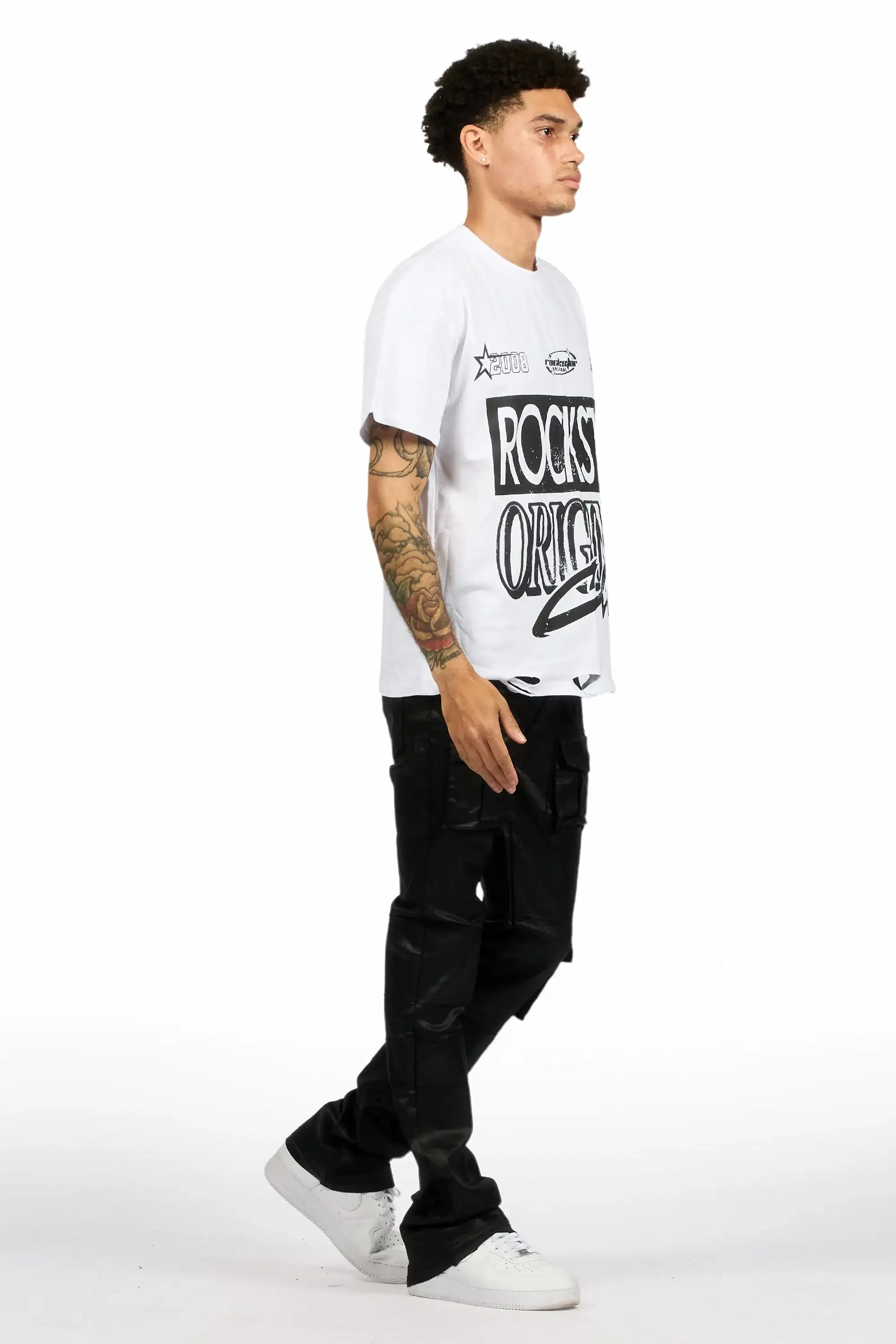 Folant Black Stacked Flare Coated Pant sold by Rockstar Original product image thumbnail 4