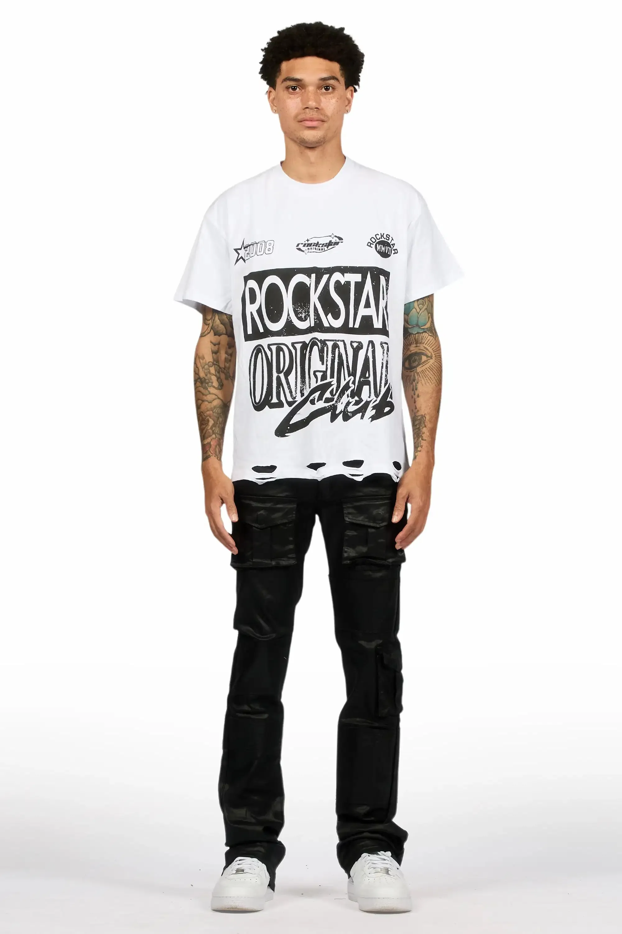 Folant Black Stacked Flare Coated Pant sold by Rockstar Original product image thumbnail 3