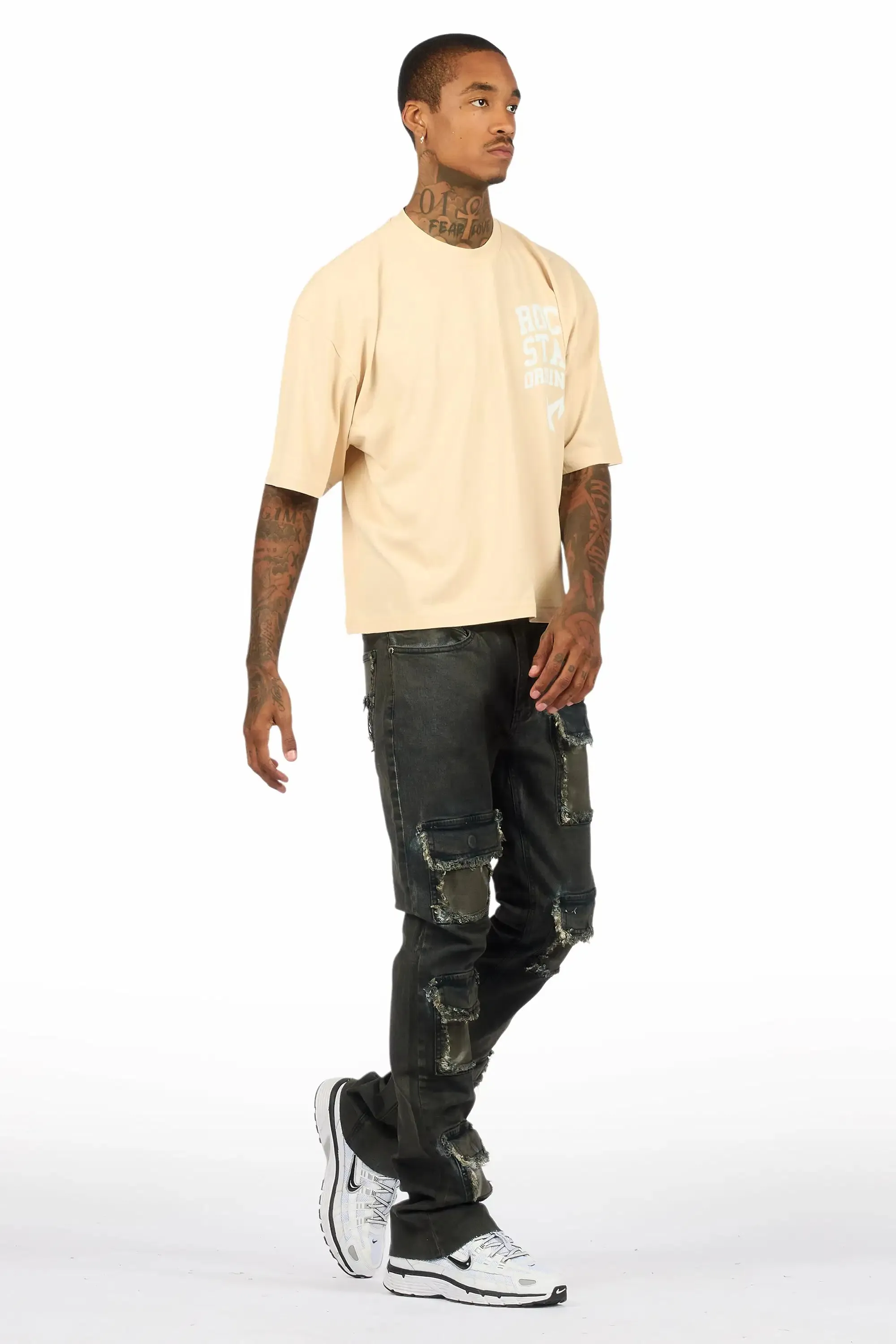 Petrus Blue Oil Wash Stacked Flare Jean sold by Rockstar Original product image thumbnail 5