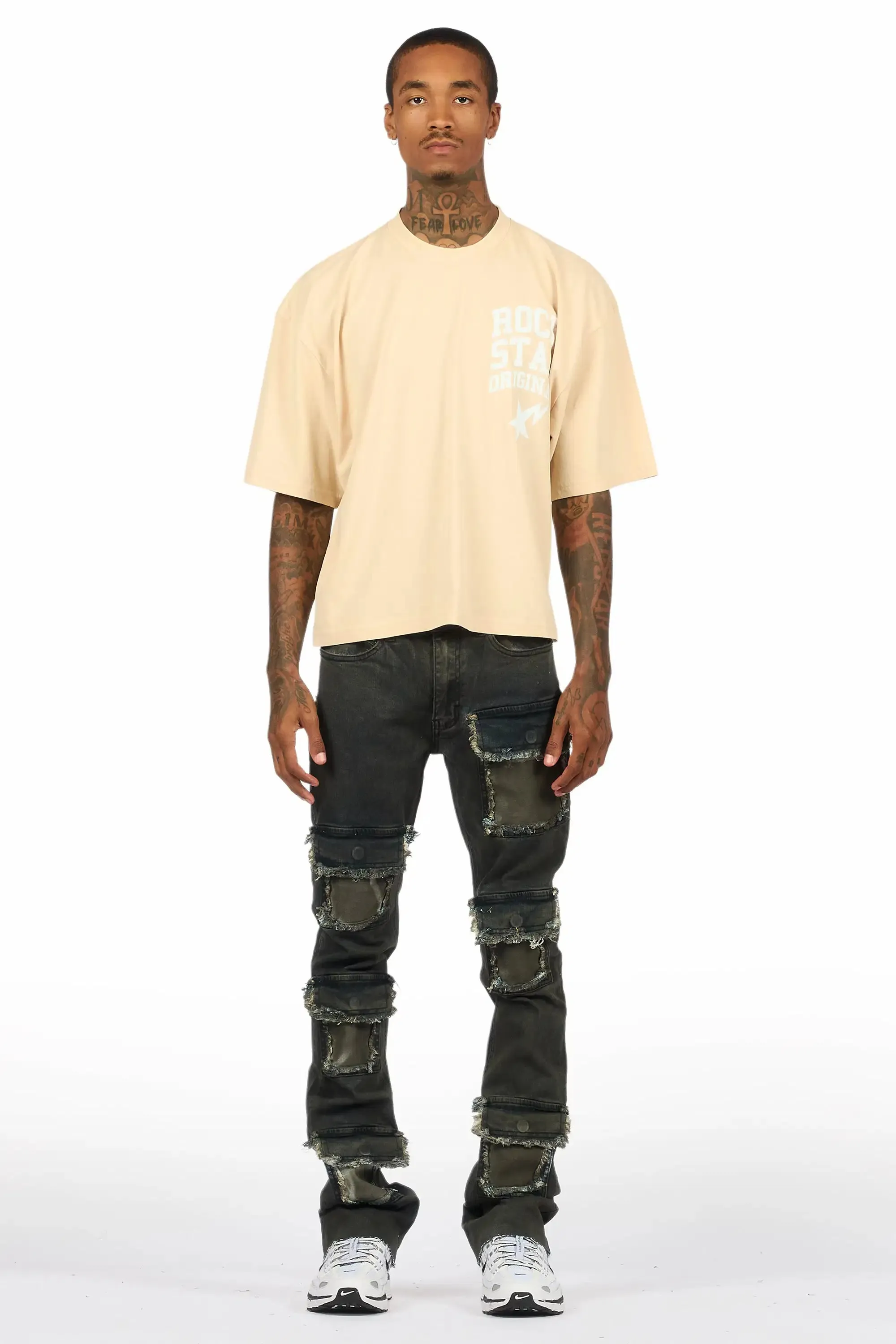 Petrus Blue Oil Wash Stacked Flare Jean sold by Rockstar Original product image thumbnail 3