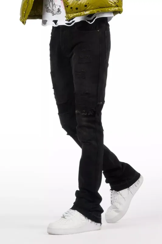 Foreign Dark Grey Wash Stacked Flare Jean sold by Rockstar Original