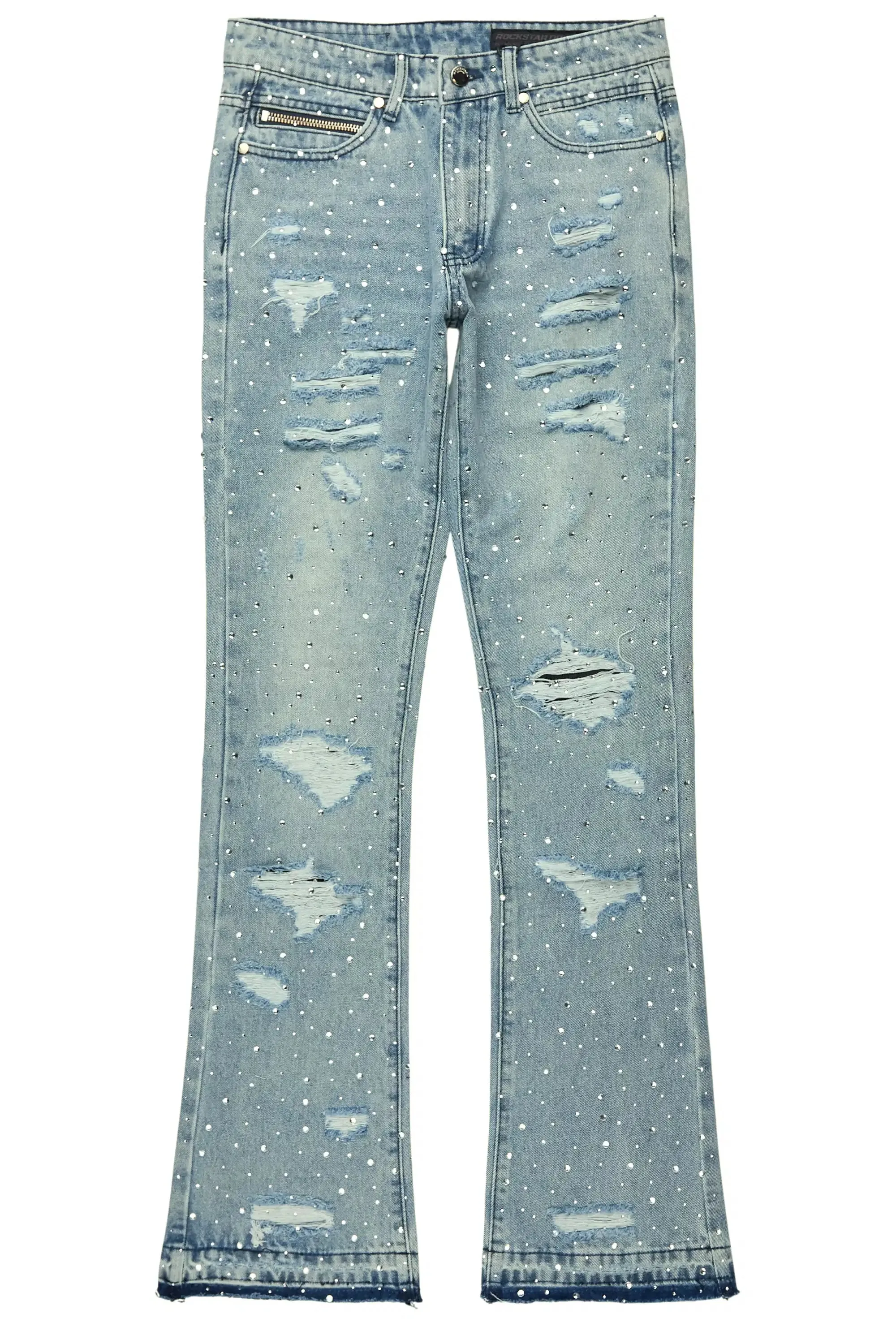 Stunt Blue Rhinestone Stacked Flare Jean sold by Rockstar Original product image thumbnail 2