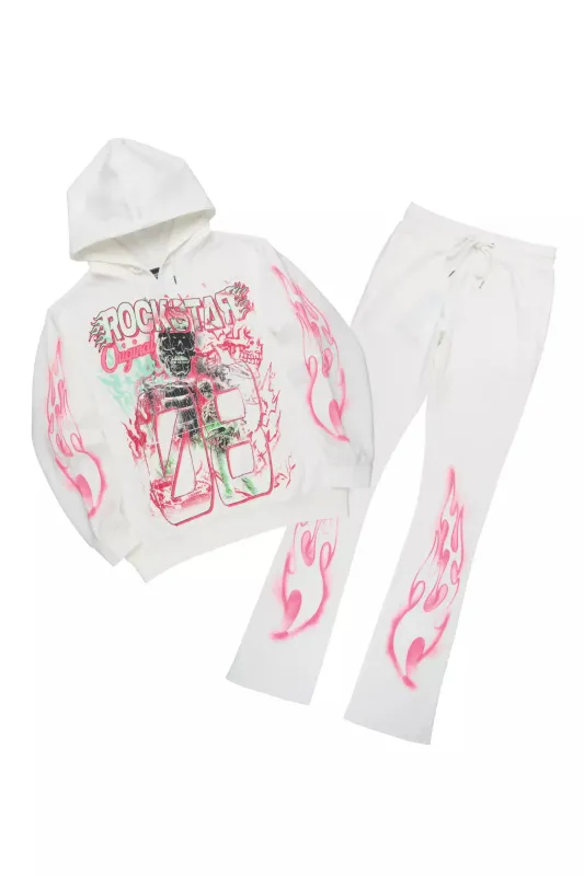 Eros White Hoodie/Stacked Pant Track Set sold by Rockstar Original