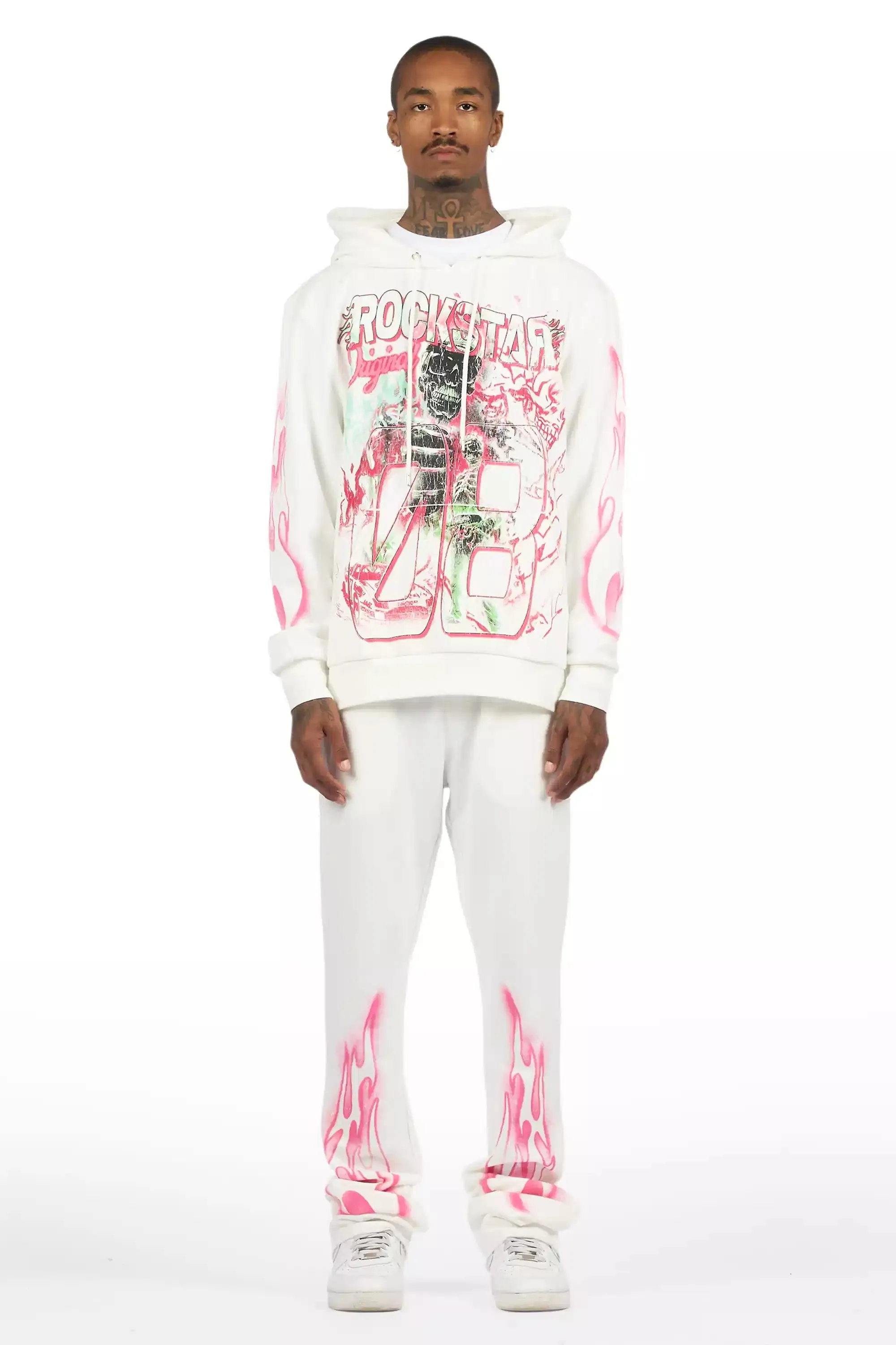 Eros White Hoodie/Stacked Pant Track Set sold by Rockstar Original product image thumbnail 2