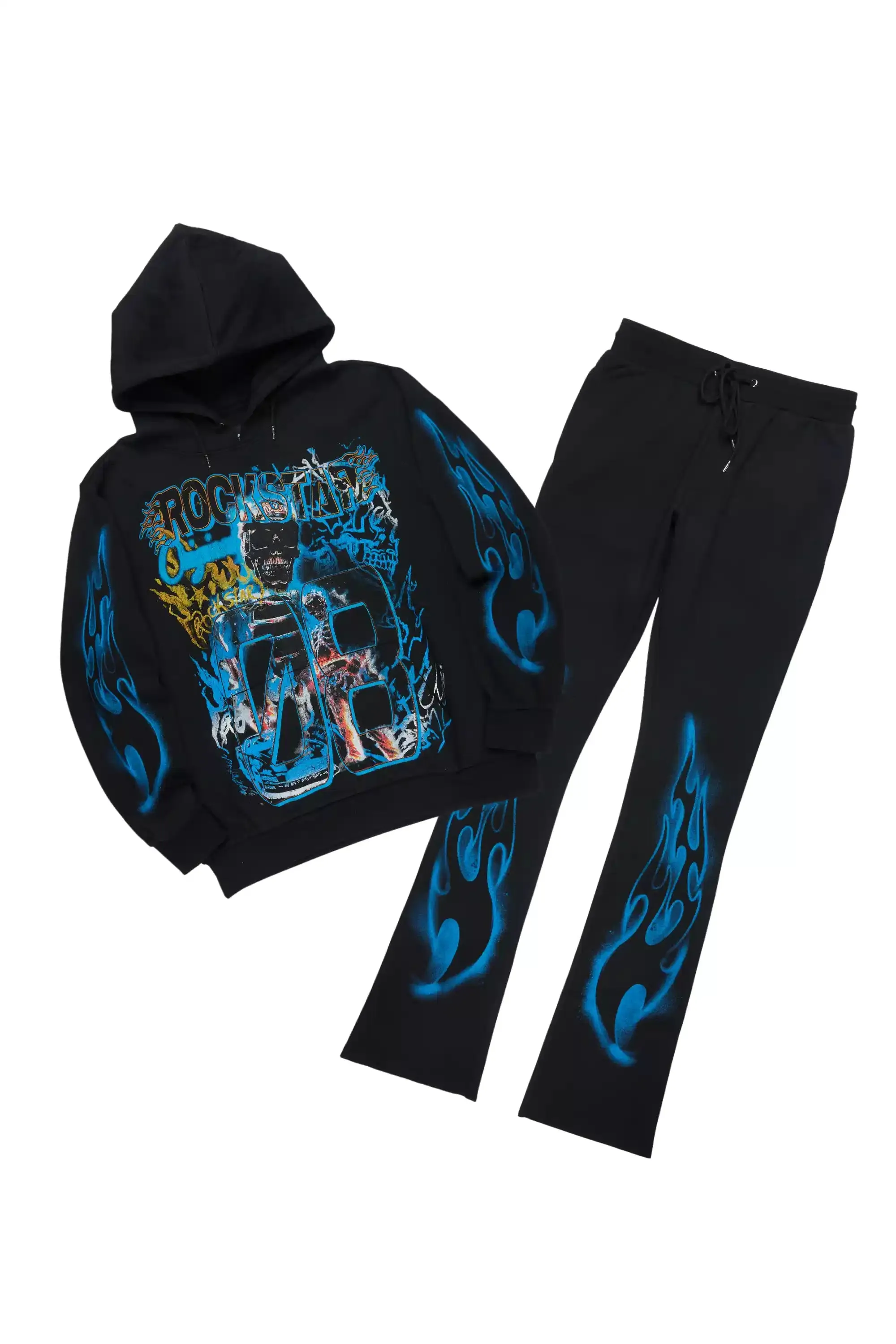 Eros Black Hoodie/Stacked Pant Track Set sold by Rockstar Original