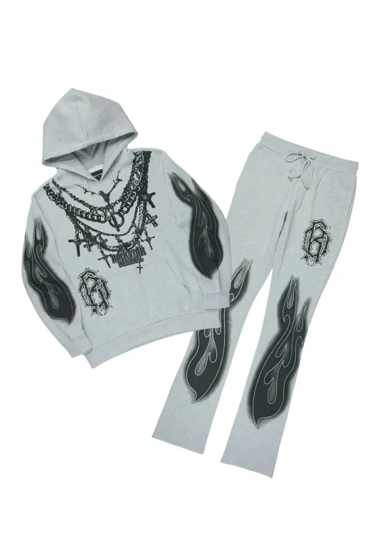 Nyro Heather Grey Hoodie/Stacked Pant Track Set sold by Rockstar Original