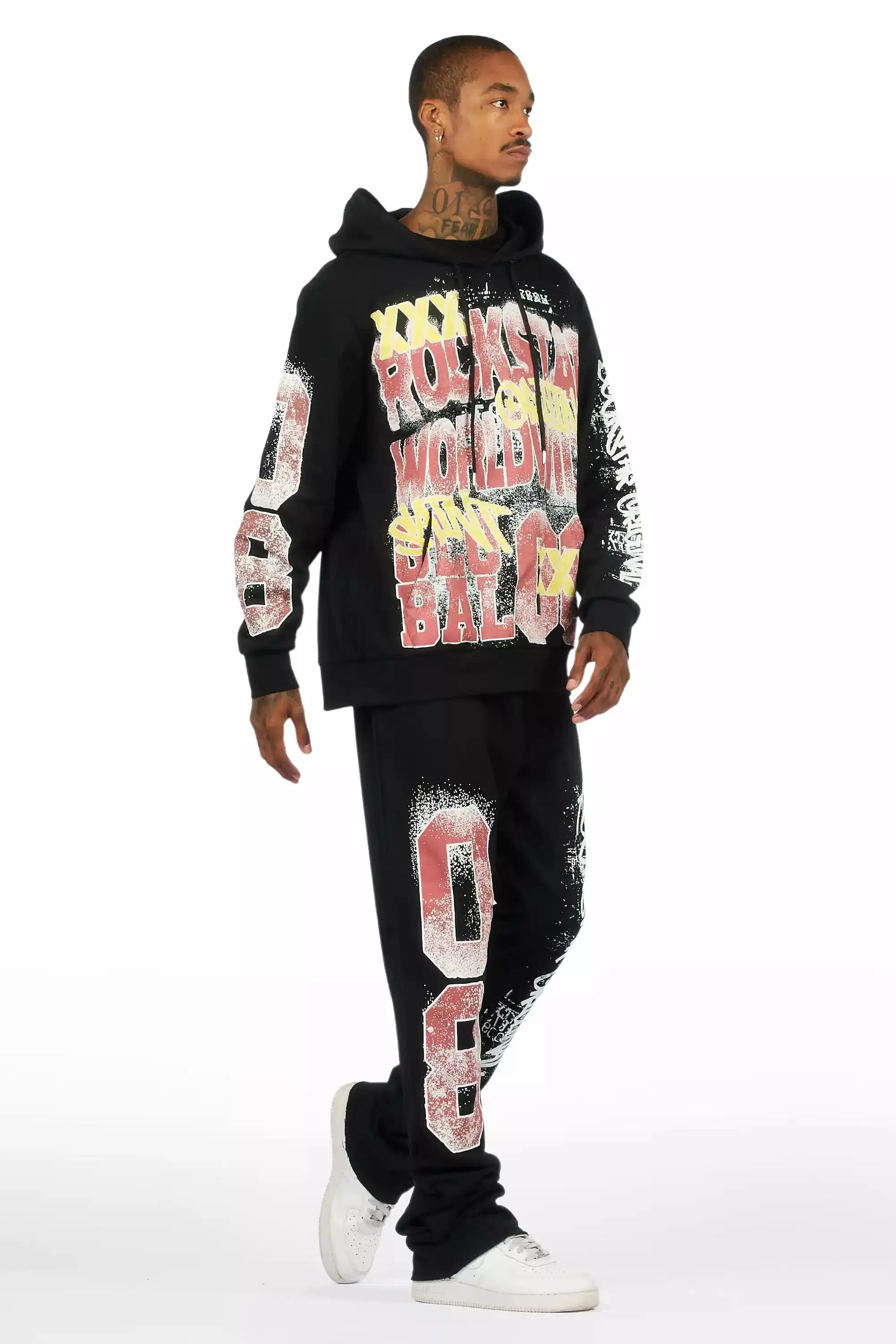 Parco Black Hoodie Stacked Track Set sold by Rockstar Original product image thumbnail 4