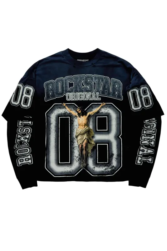 Fields Black/Grey Double Layer Long Sleeve Graphic T-Shirt sold by Rockstar Original