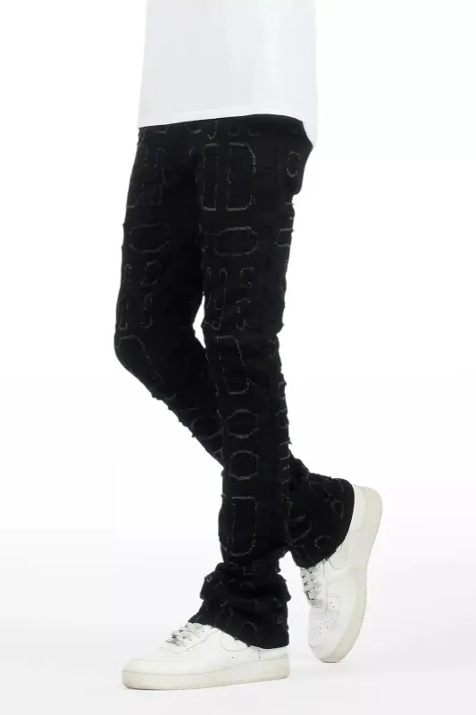 Gribo Black Stacked Flare Jean sold by Rockstar Original